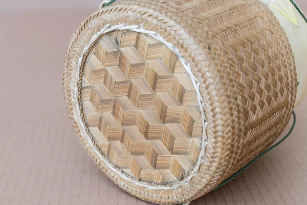 Caja de arroz de madera de bambú en estilo tailandés —  Fotos de Stock