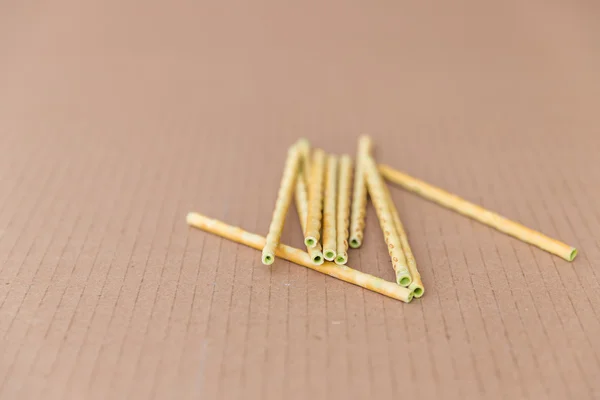 Green tea biscuit stick — Stock Photo, Image