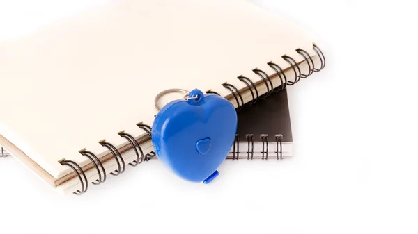 Blank Notebook with blue heart — Stock Photo, Image