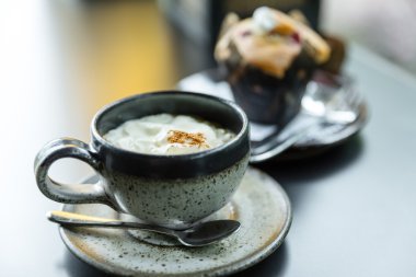 Espresso coffee with blueberry muffin