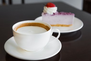 cappuccino coffee and cheesecake 