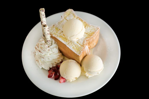 Toasted bread with ice cream — Stock Photo, Image