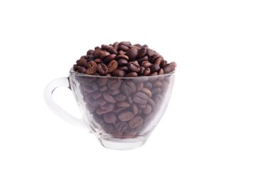 Kahve çekirdekleri şeffaf cam