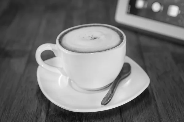 Cup of Cappuccino Coffee, black&white