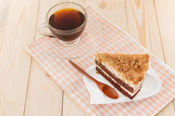 Schokoladenkuchen und Kaffee — Stockfoto