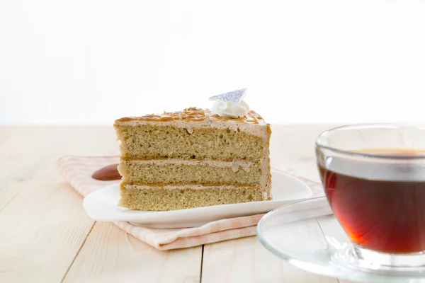 Kávé torta és kupa — Stock Fotó