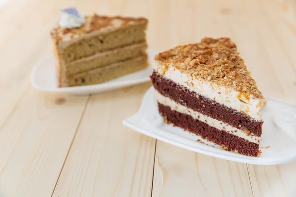 Çikolatalı kek ve kahve kek — Stok fotoğraf