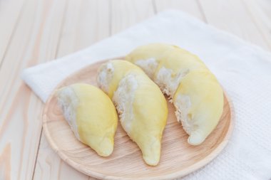 Durian plaka ve ahşap arka plan