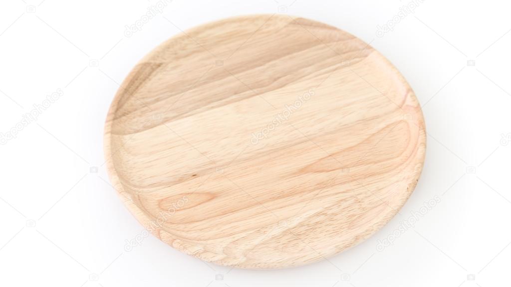 Wooden plate on white