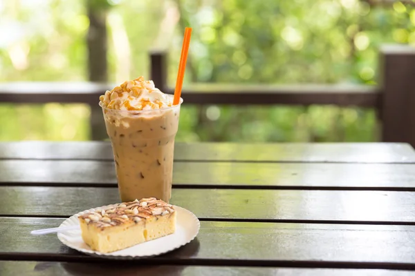 Ice coffee with whipped cream — Stock Photo, Image