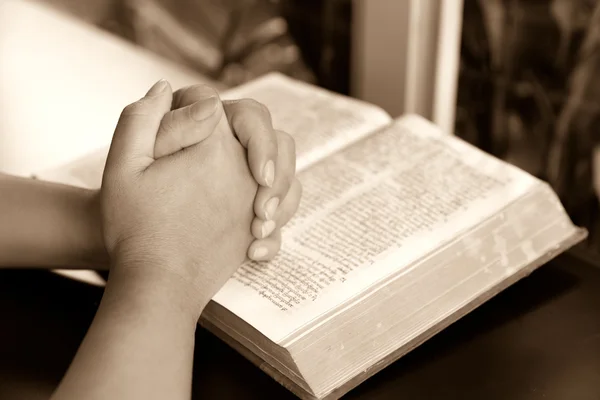 praying hand and book