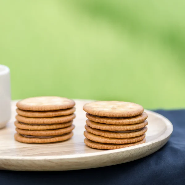 Sandwich-biscuits with chocolate — Stock Photo, Image