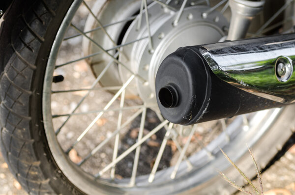 Chromed exhaust on a motorcycle