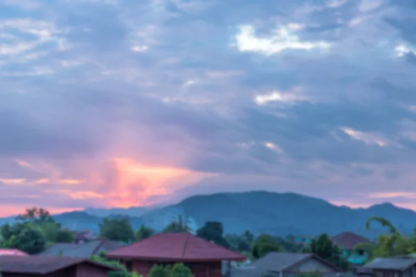 Imagem Turva Casa Pôr Sol Paisagem Com Vista Para Casa — Fotografia de Stock