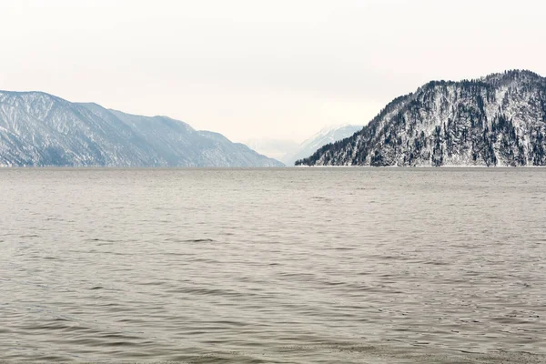 Lago Scongelato Teletskoye Inverno Russia Altai Krai — Foto Stock