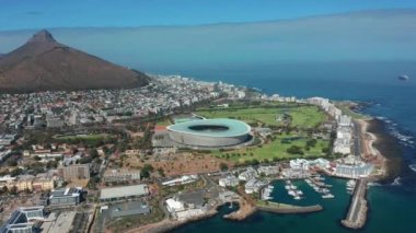Futbol stadyumunun havadan görünüşü. Cape Town, Güney Afrika.