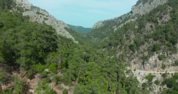 トルコのゴユヌク峡谷の崖の間の狭い峡谷の空中ビュー. — ストック動画