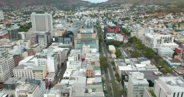 Vista aérea. Centro de negócios da Cidade do Cabo. — Vídeo de Stock