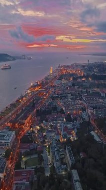  Aerial view of night scape of Lisbon skyline Portugal. Night Stunning Landscape. Lisbon, Portugal, 20.06.2025.