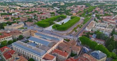 Montpellier, Fransa 'nın havadan görünüşü. Montpellier şehir merkezinin havadan çekilmiş görüntüsü..