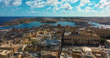 Havadan görünüşlü Valletta başkenti Malta. Panorama senglea, Birgu, Kalkara.