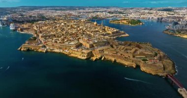 Havadan görünüşlü Valletta başkenti Malta. Panorama senglea, Birgu, Kalkara