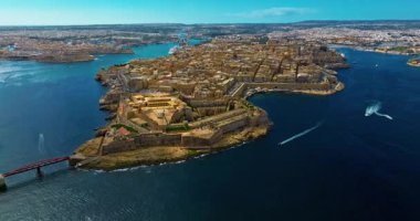 Havadan görünüşlü Valletta başkenti Malta. Panorama senglea, Birgu, Kalkara