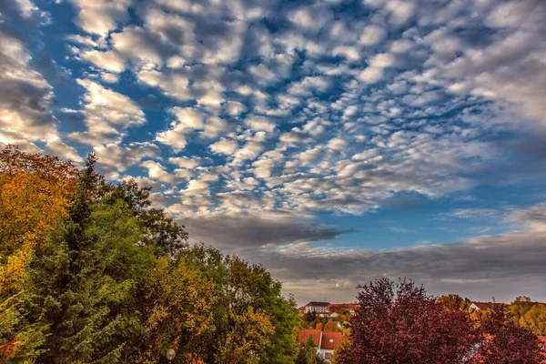 Nuvens Ovelha Sobre Colinas Marshall Kitzingen Baviera Alemanha Outono — Fotografia de Stock