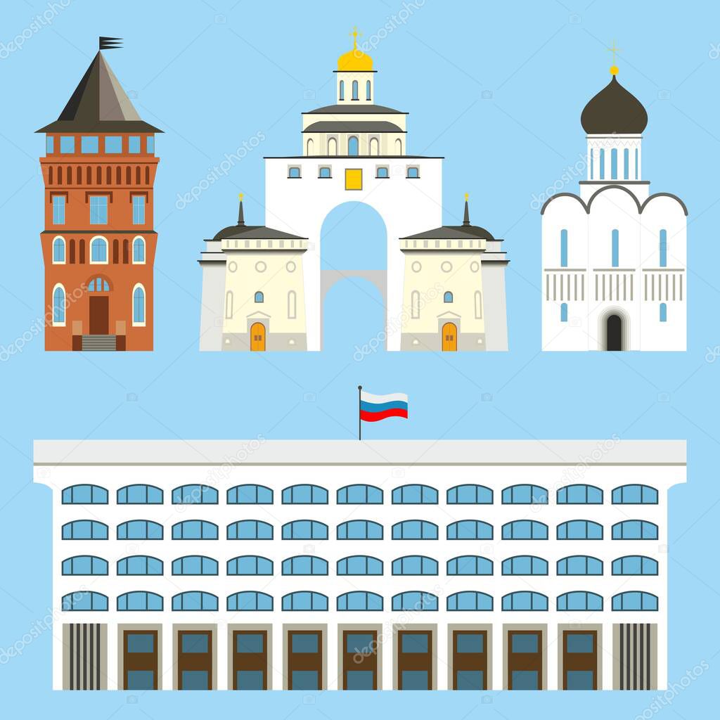 sights of the city Vladimir Russia in vector