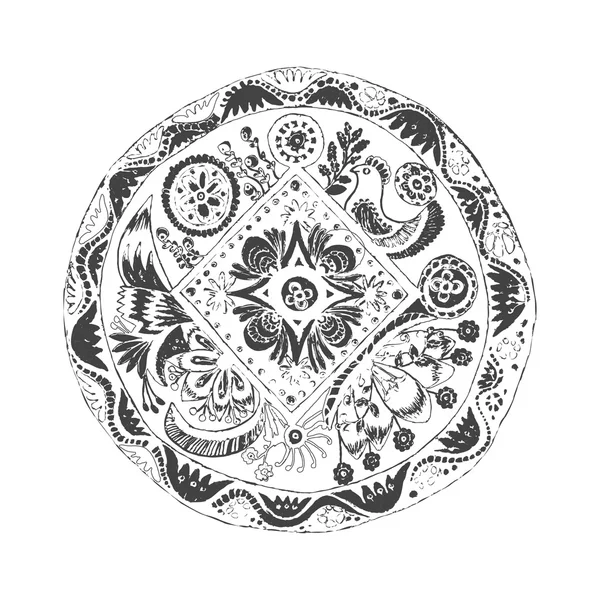 Kontur des handgezeichneten Mandalas. kann für Malbücher verwendet werden, t — Stockvektor