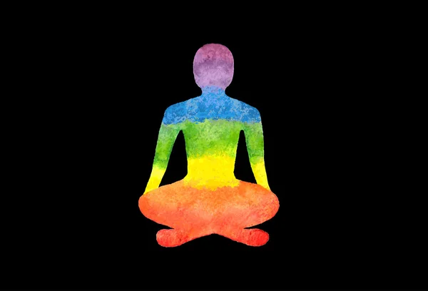 Kontur adamın yoga poz. Vektör çizim.