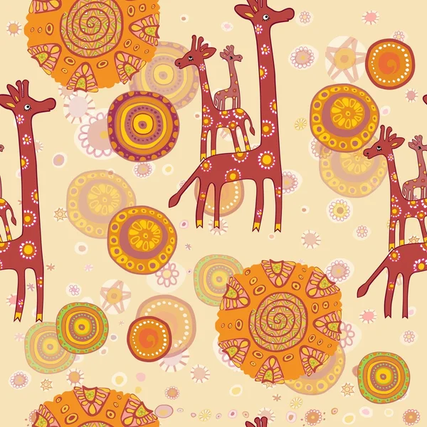 Bezešvé vzor s roztomilá rodinka žiraf — Stockový vektor