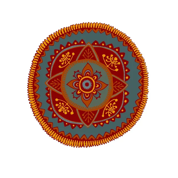 Ornamental mão colorida mandala desenhada — Vetor de Stock