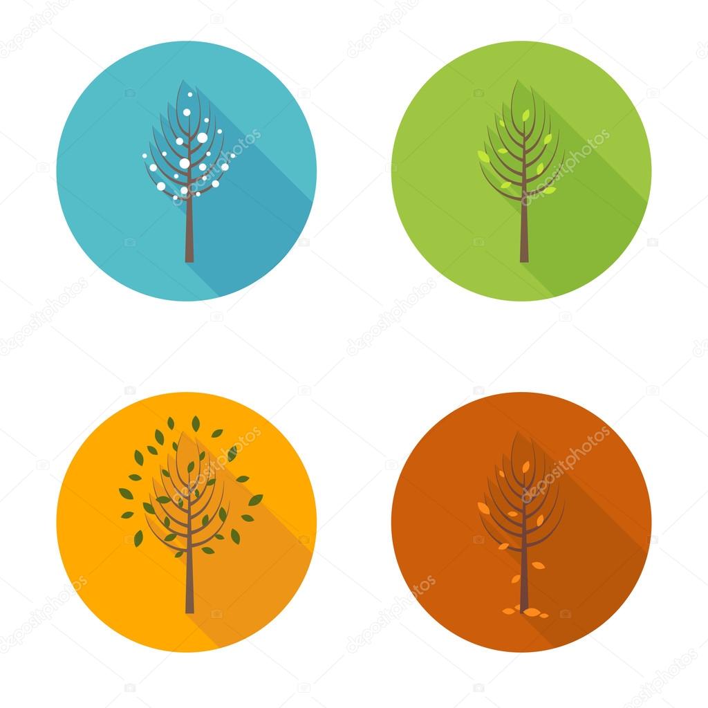 Four seasons icons with long shadow