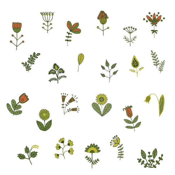 Set of hand drawn flowers and leaves Royalty Free Stock Illustrations