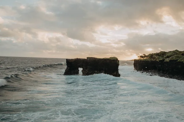 Cúpula Rocha Durante Pôr Sol Caminhada Costeira Upolu Samoa — Fotografia de Stock