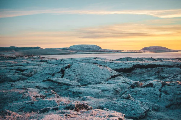 İzlanda, Mvatn Bölgesi 'nde kışın başlangıcı