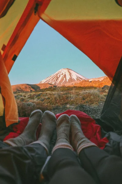 Kokuşmuş çoraplı Raupehu Dağı manzarası, Tongariro Ulusal Parkı, Yeni Zelanda