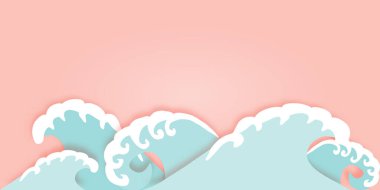 Pastel Kağıt Kesme Vektörleri illüstrasyonuyla Şirin Dalga Dekorasyonu