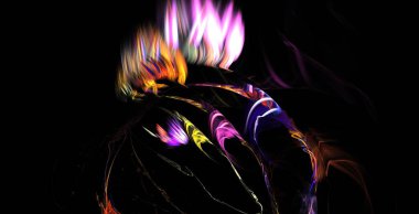 soyut arkaplan, eşsiz illüstrasyon, grafik ve tasarım sanat projeleri için siyah üzerine çok renkli fraktal kompozisyon. Yüksek kalite fotoğraf