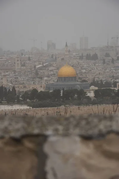 Jerusalem Israel March 2021 View Old City Wall Golden Dome — Stock Photo, Image