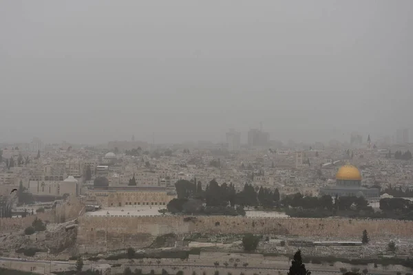 Gerusalemme Israele Marzo 2021 Veduta Della Città Vecchia Con Muro — Foto Stock