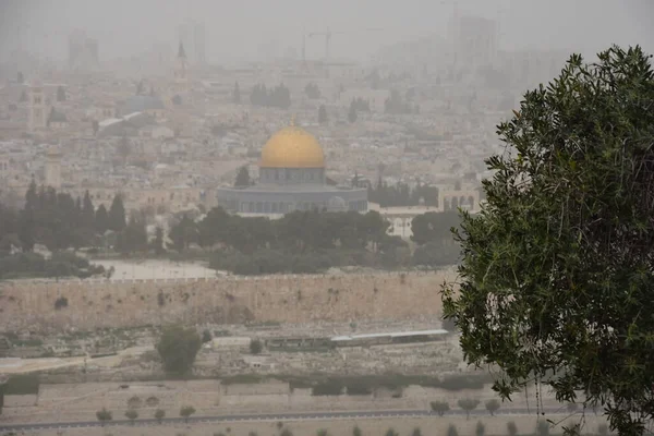Jerusalem Israel Mars 2021 Utsikt Över Den Gamla Staden Med — Stockfoto