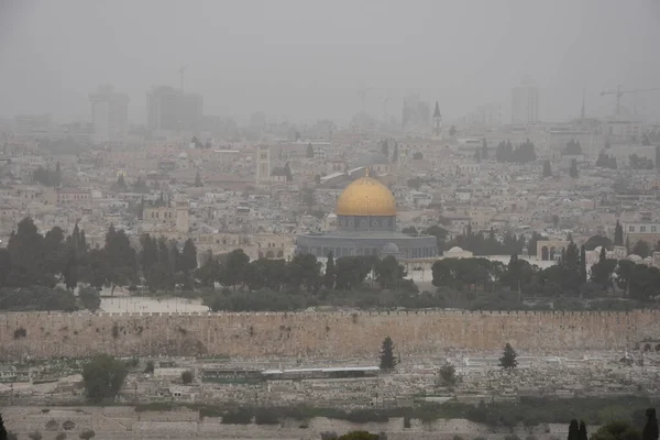 Jerusalém Israel Março 2021 Vista Cidade Velha Com Muro Cúpula — Fotografia de Stock