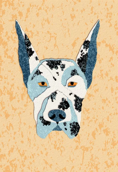 Битовая Иллюстрация Собачьего Лица Великий Датчанин Мраморного Цвета Печать Использованием — стоковое фото