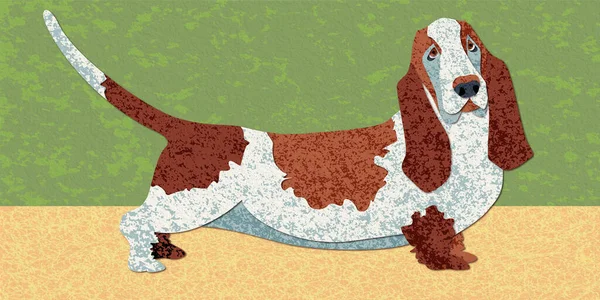 Bright Raster Illustration Image Dog Made Unique Style Basset Hound — Stock Photo, Image