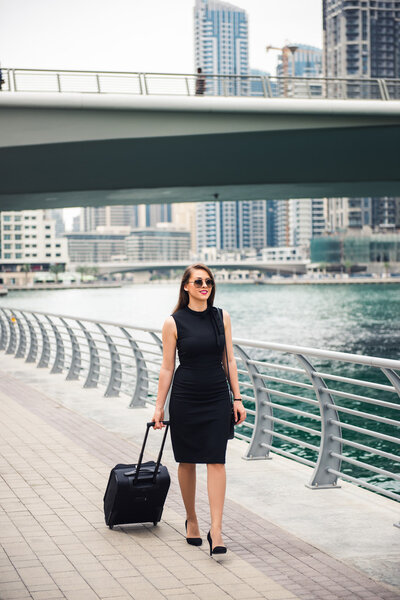 Elegant woman traveling