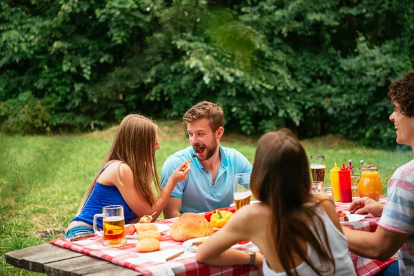 Casais desfrutando de almoço — Fotografia de Stock