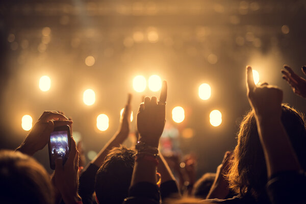 Happy festival crowd