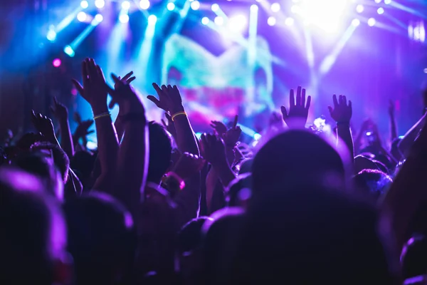 Multitud aplaudiendo en un concierto — Foto de Stock